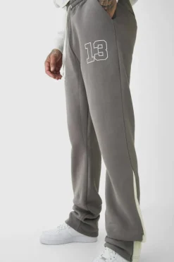 Best boohooMAN Tall Slim Flared Varsity Gusset Jogger grey