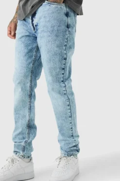 Outlet boohooMAN Tall Slim Rigid Jeans light blue