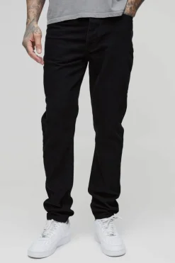 Store boohooMAN Tall Slim Rigid Jeans true black