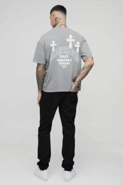 Store boohooMAN Tall Slim Rigid Jeans true black