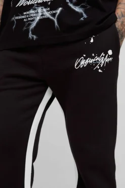 Discount boohooMAN Tall Slim Stacked Flare Jogger With Gusset Panel black