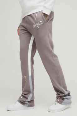 Cheap boohooMAN Tall Slim Stacked Flare Jogger With Gusset Panel grey