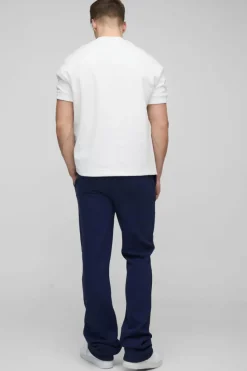 Sale boohooMAN Tall Slim Stacked Wrld Print Gusset Jogger navy