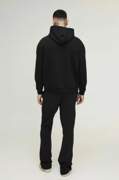 Shop boohooMAN Tall Slim Stacked Wrld Print Gusset Jogger black
