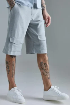 Sale boohooMAN Tall Smart Cargo Shorts grey