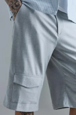 Sale boohooMAN Tall Smart Cargo Shorts grey