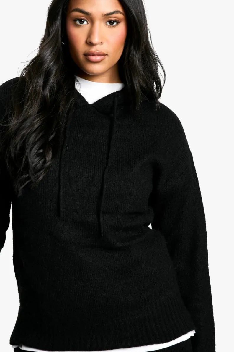 Online boohoo Tall Soft Knit Fine Gauge Tracksuit black