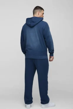 Fashion boohooMAN Tall Spray Wash Waffle Graphic Oversized Jogger navy