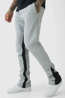 Best Sale boohooMAN Tall Stacked Fit Gusset Jogger grey marl