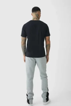 Best Sale boohooMAN Tall Stacked Fit Gusset Jogger grey marl