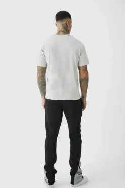 Flash Sale boohooMAN Tall Stacked Fit Gusset Jogger black