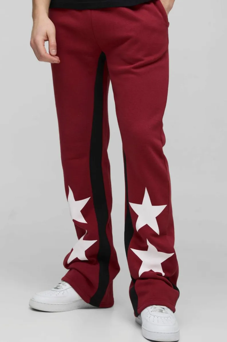 Fashion boohooMAN Tall Star Gusset Jogger red