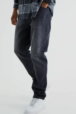 Hot boohooMAN Tall Straight Rigid Jeans washed black