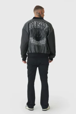 Sale boohooMAN Tall Stretch Denim Flared Jeans true black