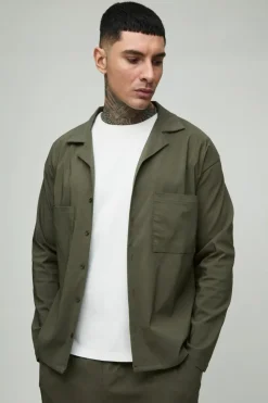 Best boohooMAN Tall Stretch Utility Pocket Shirt and Cargo Trouser Set in khaki