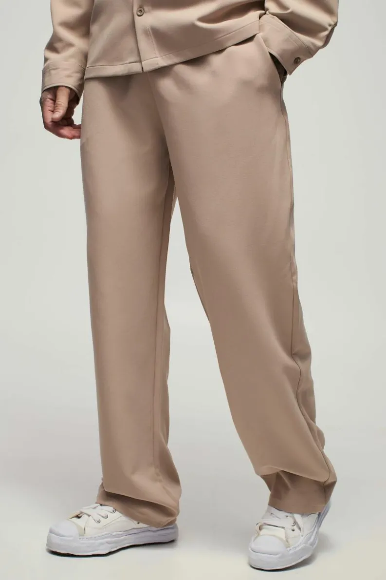 Best Sale boohooMAN Tall Stretch Woven Relaxed Fit Trousers stone