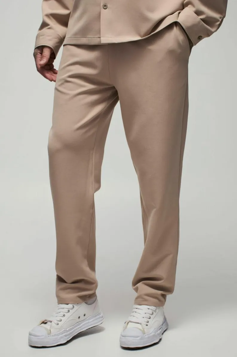 Fashion boohooMAN Tall Stretch Woven Tapered Trousers stone