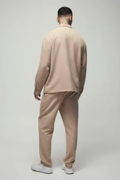 Fashion boohooMAN Tall Stretch Woven Tapered Trousers stone