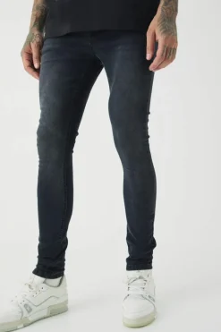 Hot boohooMAN Tall Super Skinny Stretch Jeans washed black