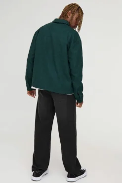 Best Sale boohooMAN Tall Textured Brushed Overshirt dark green