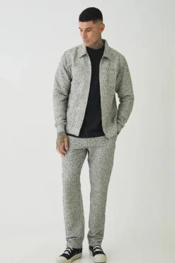 New boohooMAN Tall Textured Harrington Jacket natural