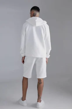Discount boohoo Tall Textured Jacquard Smart Jacket and Short Set white