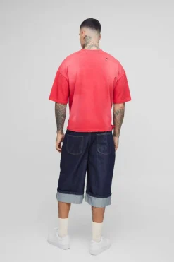 Cheap boohooMAN Tall Turn Up Parachute Jorts indigo