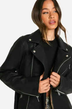 New boohoo Tall Ultimate Oversized Faux Leather Biker Jacket black