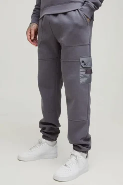 Sale boohooMAN Tall Utility Pocket Jersey Jogger grey