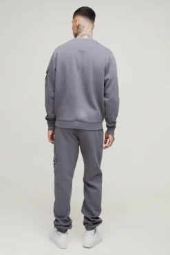 Sale boohooMAN Tall Utility Pocket Jersey Jogger grey
