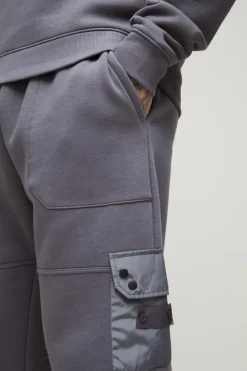 Sale boohooMAN Tall Utility Pocket Jersey Jogger grey