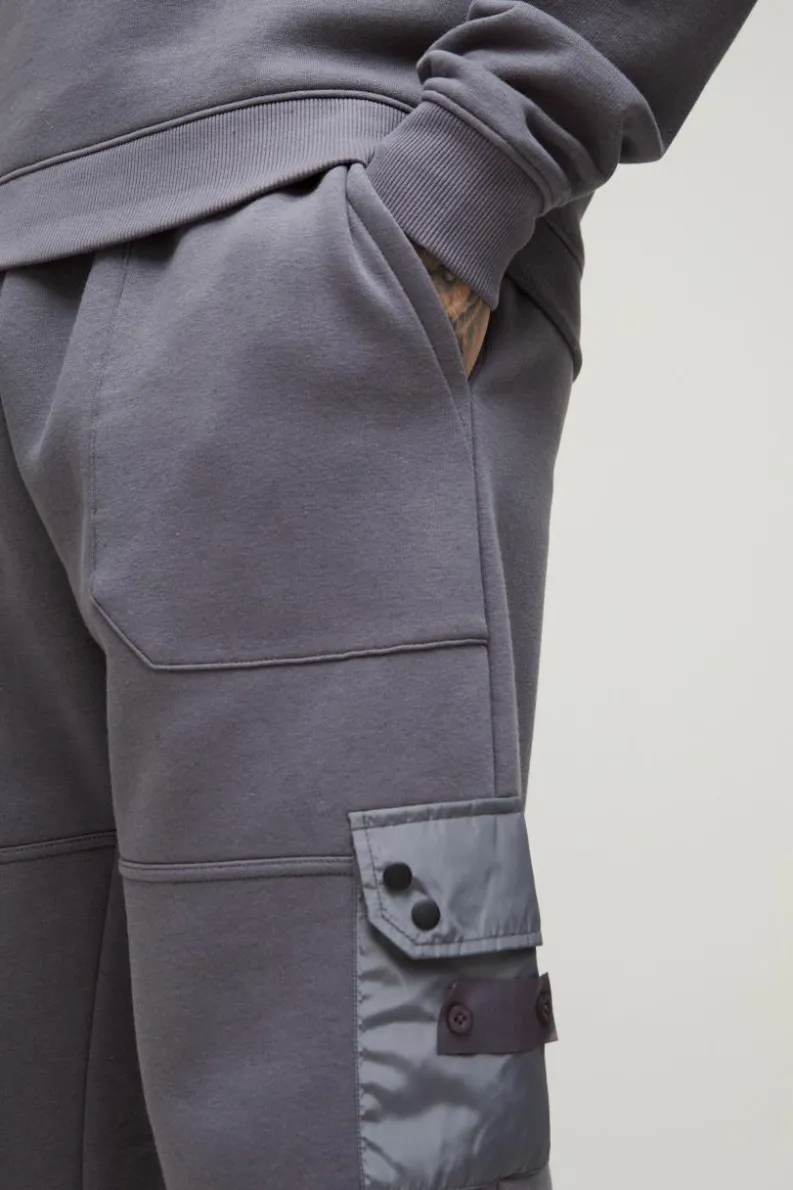 Sale boohooMAN Tall Utility Pocket Jersey Jogger grey