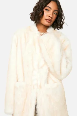 Cheap boohoo Tall Vintage Look Faux Fur Midaxi Jacket ivory