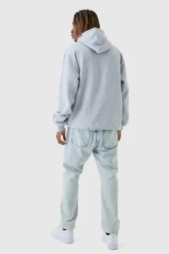 Best boohooMAN Tall Western Varsity Oversized Hoodie grey