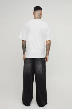 Clearance boohooMAN Tall Wide Leg Jeans washed black