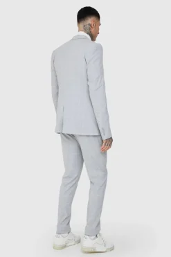 Flash Sale boohoo Tall Window Pane Check Skinny Fit Suit in light grey