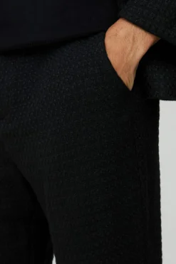Online boohooMAN Tapered Boucle Suit Trouser black