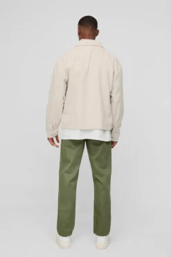 New boohooMAN Tapered Chinos With Drawcords In khaki