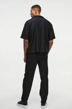 Flash Sale boohooMAN Tapered Fit Elasticated Waist Pleated Trouser black