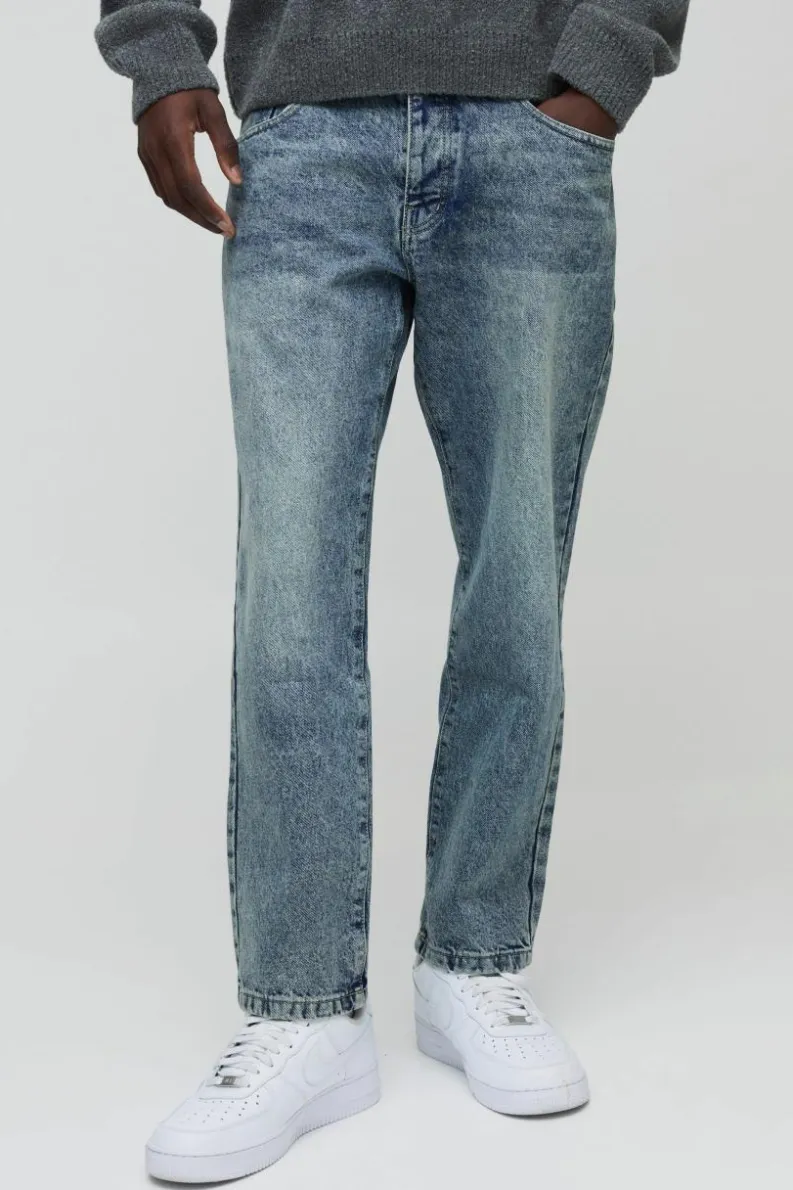 New boohooMAN Tapered Fit Rigid Jeans vintage blue