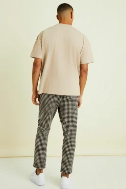 Hot boohooMAN Tapered Pintuck Crop Elasticated Waist Smart Jogger taupe