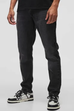 Online boohooMAN Tapered Rigid Jean in charcoal