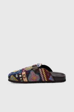 Hot boohooMAN Tapestry Buckle Detail Mule red