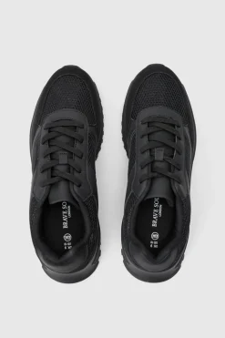New boohooMAN Tech Mesh Runner Trainer black