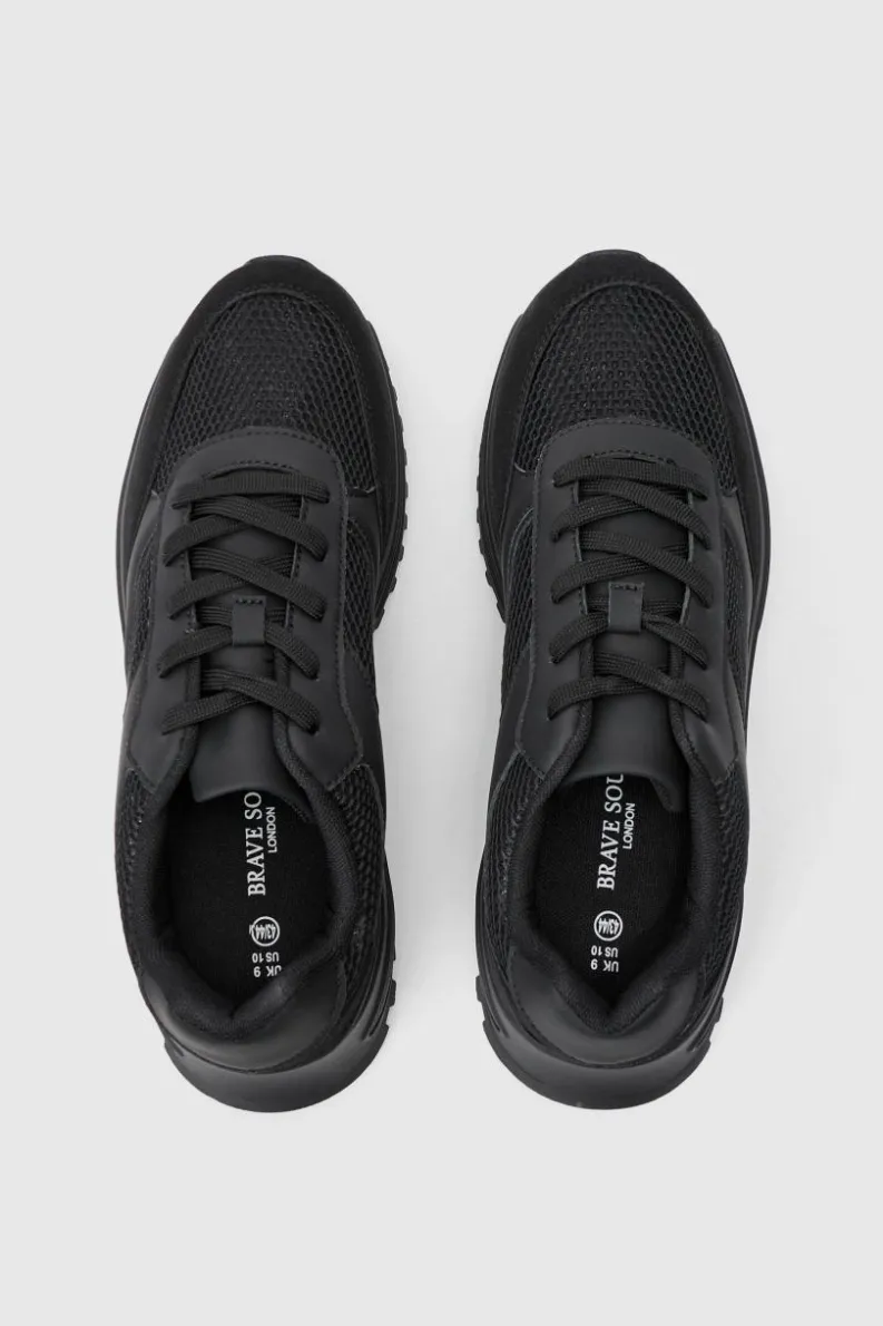 New boohooMAN Tech Mesh Runner Trainer black