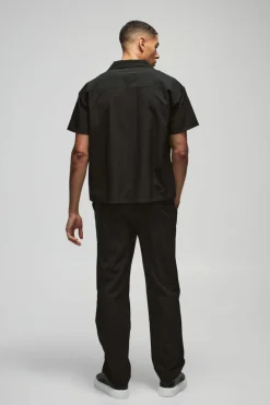 Sale boohooMAN Technical Stretch Boxy Shirt & Trouser black