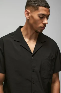 Sale boohooMAN Technical Stretch Boxy Shirt & Trouser black
