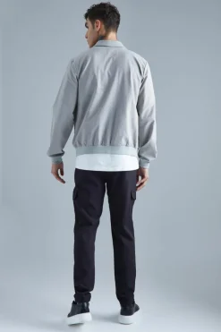 Clearance boohooMAN Technical Stretch Harrington Jacket With Patch Pockets grey