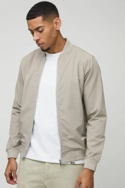 Cheap boohooMAN Technical Stretch Smart Bomber Jacket taupe