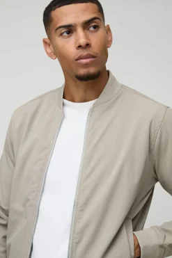 Cheap boohooMAN Technical Stretch Smart Bomber Jacket taupe